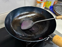 章丘鐵鍋正宗手工鍛打鐵鍋無(wú)涂層物理不粘鍋炒鍋老式家用炒菜鍋廚具輕音 標準版古法烤藍（已干燒） 32cm 曬單實(shí)拍圖
