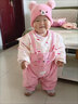 甜苗苗寶寶背帶連體爬行服罩衣嬰兒一體連身秋冬防水防臟學(xué)步爬爬服哈衣 兒童連體罩衣【粉色小兔】背帶款 90cm 【建議70-85cm】可套棉衣 曬單實(shí)拍圖