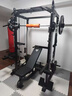 伯朗龍門(mén)架綜合訓練器多功能一體機家用健身器材深蹲臥推架史密斯機 單機+臥推凳+奧桿+100KG杠鈴片 曬單實(shí)拍圖