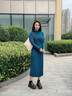 顏域高領(lǐng)設計感針織連衣裙女2025冬季新款收腰顯瘦高級感打底長(cháng)裙 藍色 M 曬單實(shí)拍圖