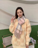 恒源祥2025純羊毛圍巾粉色女款冬季感韓版百搭送女生厚羊絨冬季女款韓版 5號灰粉格(200*50cm含流蘇)【純羊毛】 曬單實(shí)拍圖