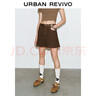UR2025春季新款女裝潮流腰帶裝飾壓褶短款牛仔半裙UYY850125 卡其 (偏短) XS 曬單實(shí)拍圖