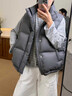 E77.GCCDUP【冬之序】冬季90白鴨絨保暖立領(lǐng)蓬松外穿短款泡芙加厚馬甲羽絨服 隕石灰 M 建議體重100-130 曬單實(shí)拍圖