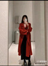 羅蒙（ROMON）赫本風(fēng)紅色雙面羊絨呢大衣女中長(cháng)款2025秋冬新款新娘結婚毛呢外套 紅色 S 【96斤-110斤】 曬單實(shí)拍圖
