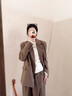 素典（WHIteALLUSION）復古羊毛混紡人字紋西裝外套女2025秋冬新款廓形職業(yè)通勤上衣4942 咖色 S 曬單實(shí)拍圖