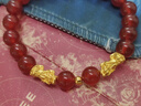 石玥珠寶收藏級8mm紅瑪瑙手串黃金雙貔貅本命年轉運水晶瑪瑙手鏈男女士款 曬單實(shí)拍圖