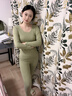貓人可外穿秋衣女單上衣加絨無(wú)痕發(fā)熱羊絨蠶絲打底衫大碼保暖內衣秋冬 橄欖綠-無(wú)痕款 L 【推薦體重：100-115斤】 曬單實(shí)拍圖