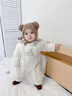 G.DUCKKIDS童裝嬰兒羽絨服冬季新生兒連體衣加絨加厚白鴨絨防風(fēng)保暖寶寶衣服 米白色acciaai帶腳套（羽絨服） 100 尺碼2~3歲【 90-100cm】 曬單實(shí)拍圖