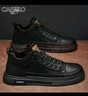 卡帝樂鱷魚（CARTELO）男鞋秋冬季2025軟底潮流鞋子男英倫風皮鞋男士休閑板鞋 黑色 43碼 曬單實拍圖