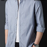 羅蒙（ROMON）長(cháng)袖襯衫男士秋冬季商務(wù)純棉襯衣男裝條紋職業(yè)裝上衣 灰蘭色 3XL 曬單實(shí)拍圖