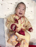 G.duck小黃鴨嬰兒連體衣寶寶滿(mǎn)月百天抓周衣服男童中國風(fēng)女童周歲唐裝 咖啡色男寶 66cm 曬單實(shí)拍圖
