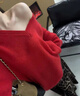 蘇雨薇圣誕紅色v領(lǐng)套頭毛衣女秋冬季新款慵懶風(fēng)軟糯寬松顯瘦針織衫上衣 紅色【關(guān)注店鋪-送運費險】 S （80-95斤） 曬單實(shí)拍圖