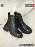天美意馬丁靴加絨商場(chǎng)同款粗跟擦色英倫短靴時(shí)尚女靴新款 黑色 36 曬單實(shí)拍圖