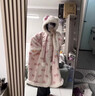 普賓迪凱蒂貓睡衣 HelloKitty連帽珊瑚絨睡袍秋冬季加厚毛絨斗篷女家居 R4129連帽斗篷+加絨褲子 【加厚款】 M 【建議體重80-100斤】 曬單實(shí)拍圖