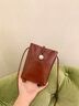 妙麗MILLIE真皮包包女包2025新款法式復古斜挎小包百搭輕便手機包 棕色 曬單實(shí)拍圖