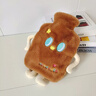 ZOZX日本繡花毛絨卡通暖水袋防爆pvc注水熱水袋可拆洗暖腹學(xué)生暖寶寶 古銅色 曬單實(shí)拍圖