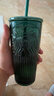 星巴克（Starbucks）墨綠色女神款玻璃杯550ml吸管杯辦公室復古冷水杯生日禮物 曬單實(shí)拍圖