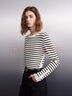 三彩2025秋季新款條紋針織衫圓領(lǐng)毛衫套頭修身女 曬單實(shí)拍圖