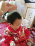 長命富貴女童連衣裙拜年服女孩寶寶周歲抓周服過年漢服秋冬裝加絨新年裝 龍行龘龘-紅 90cm 曬單實拍圖