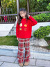 小豬彼特女童過(guò)年衣服2025新款女大童套裝秋冬洋氣喜慶新年戰袍兒童拜年服 15190紅格 【加絨款】 120 cm 曬單實(shí)拍圖