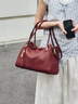 歌詩(shī)嫚（Geshiman）時(shí)尚百搭通勤托特包女2025新款大容量輕奢潮真皮頭層牛皮生日禮物 棗紅7280 曬單實(shí)拍圖