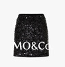 MO&Co.【秦嵐同款】短裙重工珠片疊繡植絨布底高腰半身裙摩安珂 黑色 XS 曬單實(shí)拍圖