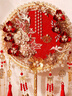 花喜禮中式新娘團扇結婚秀禾服雙面成品diy手工制作材料包古風(fēng)重工喜扇 紅色成品+禮盒+楠竹扇架 曬單實(shí)拍圖