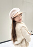 上海故事純羊毛毛呢帽子女秋冬保暖舒適簡(jiǎn)約淑女風(fēng)撞色貝雷帽鴨舌帽 米色 曬單實(shí)拍圖
