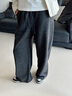 玖姿·安娜蔻慵懶愜意舒適軟糯窄版針織直筒褲女裝裝2025冬季新款 黑灰 M 曬單實(shí)拍圖