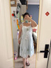 森女部落原創(chuàng  )度假吊帶連衣裙女夏季純色收腰氣質(zhì)顯瘦小個(gè)子仙女裙 米白色（單件） （單件） L （單件） 曬單實(shí)拍圖