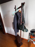 庭許 實(shí)木掛衣架落地式衣帽架立式臥室入戶(hù)多功能玄關(guān)辦公室衣服架子 311加高款【雙層-帶輪】咖啡色 曬單實(shí)拍圖