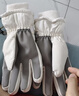 目丸滑雪手套女士冬季保暖加絨加厚可愛(ài)防寒可觸屏騎行電動(dòng)車(chē)棉手套男 白色 曬單實(shí)拍圖