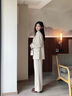 晨芙小西裝外套女職業(yè)正裝高級感教師職場(chǎng)面試穿搭休閑西服套裝工作服 米白外套+西褲 M 建議95-105斤 曬單實(shí)拍圖