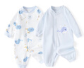 舒貝怡2件裝嬰兒衣服滿(mǎn)月新生兒連體衣周歲寶寶爬服春秋款哈衣藍色90 曬單實(shí)拍圖