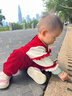 優(yōu)奇女寶寶滿(mǎn)月百天周歲禮服嬰兒衣服春秋裝公主女孩紅色喜慶連體衣服 紅色刺繡連體衣+發(fā)飾+紅襪 90cm 曬單實(shí)拍圖
