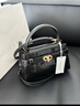 CHARLES&KEITH鱷魚(yú)紋凱莉包手提斜挎婚包包女包生日禮物CK2-50270880-1 Black黑色 S 曬單實(shí)拍圖