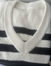 ubras【特賣(mài)】慕斯絨條紋V領(lǐng)廓形背心家居服女加絨睡衣冬女 白色 M 曬單實(shí)拍圖