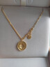 CRD克徠帝黃金項鏈套鏈足金999黃財神實(shí)心圓牌項鏈送女友節日禮物 6.9g 帶項鏈 HX00322 曬單實(shí)拍圖