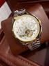 勞力士王子瑞士手表男士陀飛輪機械表多功能進口金表商務高檔十大品牌男表 R3238間金白面-官方標配 原裝進口 10mm 厚度 曬單實拍圖