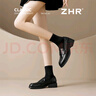 ZHR則則單鞋女新款學(xué)院風(fēng)小皮鞋子女制服粗跟樂(lè )福鞋套腳女鞋JF150黑色36 曬單實(shí)拍圖