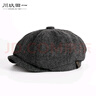 川玖田一畫(huà)家帽復古春秋休閑英倫八角帽男士鴨舌帽貝雷帽男潮報童帽軟頂冒 人字紋黑灰色（羊毛混紡面料） M 小碼適合頭圍(55-58cm) 曬單實(shí)拍圖