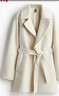 H&M女裝毛呢外套冬季時(shí)尚休閑腰部系帶毛氈大衣1228995 奶油色 M 165/96 曬單實(shí)拍圖