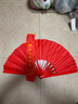 山人運動(dòng)雙面太極扇響扇紅色扇子高檔竹骨扇中國風(fēng)功夫扇舞蹈扇武術(shù)比賽扇 1尺-雙面素面扇-贈高檔扇袋 曬單實(shí)拍圖