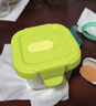 英氏（YEEHOO）輔食盒新生嬰兒玻璃保鮮盒冷凍冰格密封儲存寶寶輔食碗可蒸煮 蘋(píng)果綠（3個(gè)裝） 曬單實(shí)拍圖