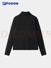 FILA FUSION斐樂(lè )潮牌女子針織長(cháng)袖衫2025秋新款時(shí)尚修身半拉鏈長(cháng)T 正黑色-BK L 170/88A/L 曬單實(shí)拍圖