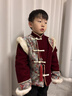 雀棲枝冬季拜年服男童加厚兒童過(guò)年服裝女童漢服女寶年服唐裝男寶喜慶服 錦歲男款 130 曬單實(shí)拍圖