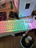 狼蛛（AULA）S3005真機械手感游戲鍵盤(pán)鼠標套裝有線(xiàn)輕音薄膜電競鍵鼠套裝電腦耳機三件套筆記本辦公背光USB外接 白色單鍵盤(pán)-彩色背光 曬單實(shí)拍圖