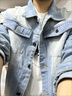 2025春秋季復古懷舊破洞牛仔外套男韓版寬松百搭潮牌夾克男士衣服 A37淺藍色 XL 曬單實(shí)拍圖