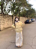 VEOX洋氣小個(gè)子棉服女款2025年最新款棉襖女韓版學(xué)生棉衣寬松冬季外套 黃色 M 105-125斤 曬單實(shí)拍圖