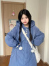 鹿依檸牛仔藍羽絨棉服女2025冬季新款甜美可愛(ài)減齡棉衣保暖中長(cháng)棉襖外套 牛仔藍 M 曬單實(shí)拍圖